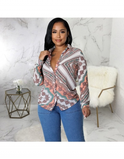  Casual Printing Single Breasted Long Sleeve Blouse Long Sleeve Turndown Collar #794618 $41.15 USD, Wholesale Fashion Blouses