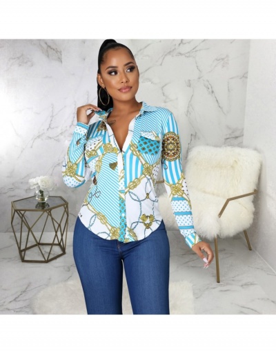  Fashion Printing Long Sleeve Women's Blouse Long Sleeve Turndown Collar #794621 $44.44 USD, Wholesale Fashion Blouses