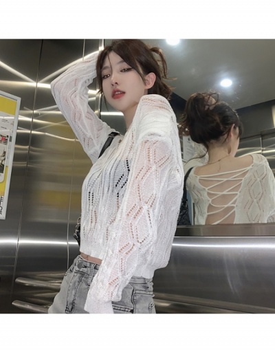  Summer Knitting Pure Color Women's Short Blouse Long Sleeve Crew Neck #794627 $29.28 USD, Wholesale Fashion Blouses