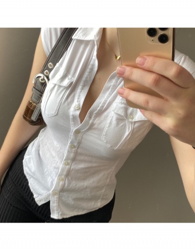 Replica  Women's Pure Color Short Sleeve Blouses Short Sleeve Turndown Collar #794628 $24.88 USD for Wholesale