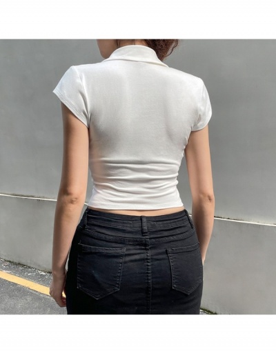 Replica  Women's Pure Color Short Sleeve Blouses Short Sleeve Turndown Collar #794628 $24.88 USD for Wholesale