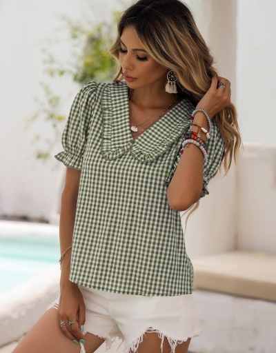 Replica Women Fashion Puff Short Sleeve Blouses  Short Sleeve V Neck #794634 $22.25 USD for Wholesale