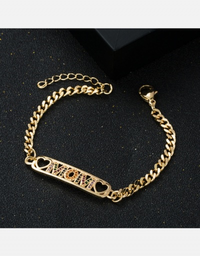 Replica Unisex Copper  Zircon Heart  Letter Couple Bracelets #794652 $10.43 USD for Wholesale