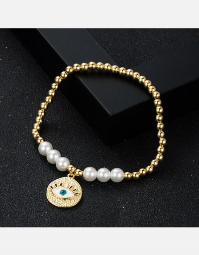 Replica Evil Eyes Faux Pearl Copper  Bracelets For Women #794656 $9.34 USD for Wholesale