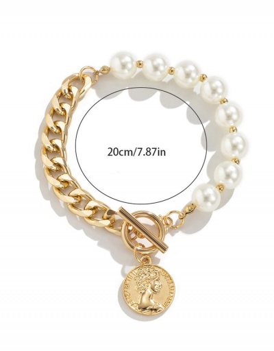 Replica Street Hollow Out Faux Pearl Design Ladies Bracelets #794679 $5.05 USD for Wholesale