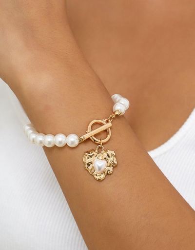 Faux Pearl Heart Simple Bracelets For Women #794680 $4.99 USD, Wholesale Fashion Bracelet