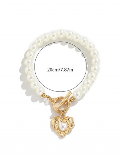 Replica Faux Pearl Heart Simple Bracelets For Women #794680 $4.99 USD for Wholesale