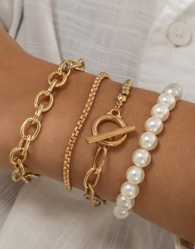 Replica Vintage Faux-Pearl Hollow Out 4-Piece Bracelets #794687 $7.08 USD for Wholesale