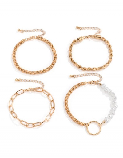 Replica Fashion Chain Faux Pearl Designer Bracelets #794692 $7.25 USD for Wholesale