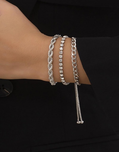 Replica Hip Hop Rhinestone Adjustable Three-Piece Bracelets #794694 $7.73 USD for Wholesale