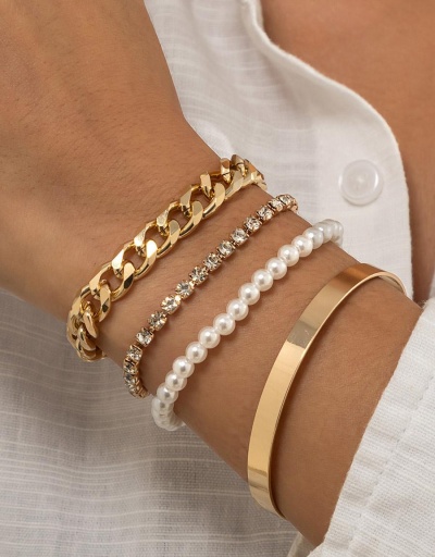 Modern Faux-Pearl Chain 4-Piece Bracelets #794695 $7.25 USD, Wholesale Fashion Bracelet