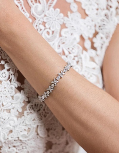 Replica Exquisite Flower Zircon Party Easy Matching Bridal Bracelets #794696 $21.25 USD for Wholesale