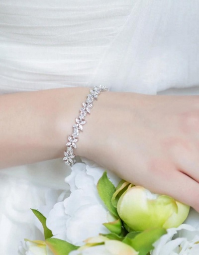 Replica Exquisite Flower Zircon Party Easy Matching Bridal Bracelets #794696 $21.25 USD for Wholesale