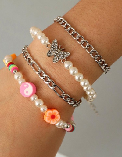 Lovely Faux-Pearl Flower Butterfly Bracelet Set #794701 $8.27 USD, Wholesale Fashion Bracelet