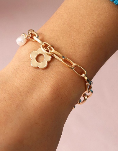 Adorable Flower Snake Faux-Pearl Bracelet Women #794704 $6.80 USD, Wholesale Fashion Bracelet