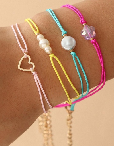 Bohemian Faux-Pearl Heart 4-Piece Bracelets #794706 $7.50 USD, Wholesale Fashion Bracelet