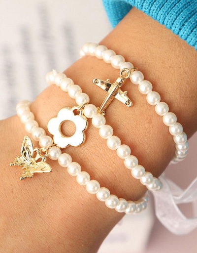 Sweet Adorable Butterfly Flower Cross Faux-Pearl Bracelets #794713 $7.54 USD, Wholesale Fashion Bracelet