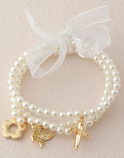 Replica Sweet Adorable Butterfly Flower Cross Faux-Pearl Bracelets #794713 $7.54 USD for Wholesale