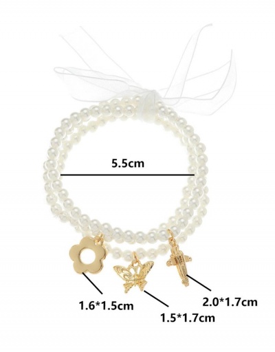 Replica Sweet Adorable Butterfly Flower Cross Faux-Pearl Bracelets #794713 $7.54 USD for Wholesale