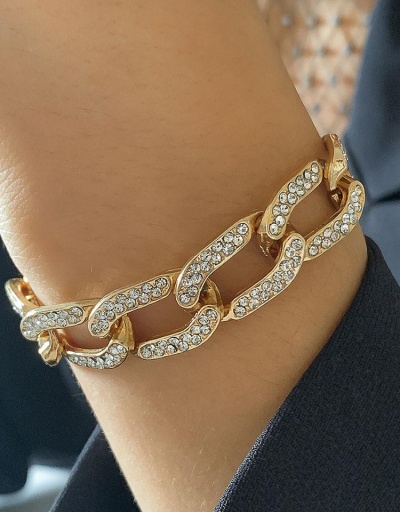 Individual Hollow Out Rhinestone Cuban Chain Bracelet #794716 $9.23 USD, Wholesale Fashion Bracelet