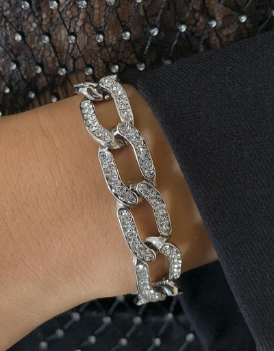 Replica Individual Hollow Out Rhinestone Cuban Chain Bracelet #794716 $9.23 USD for Wholesale