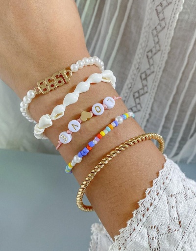 Mix-Match Letter Number Shell Heart Bracelet Set #794723 $7.45 USD, Wholesale Fashion Bracelet