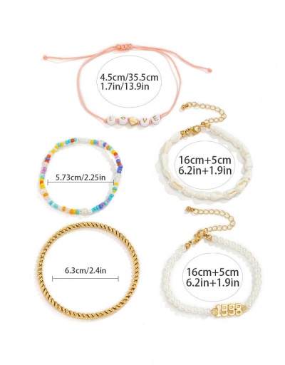 Replica Mix-Match Letter Number Shell Heart Bracelet Set #794723 $7.45 USD for Wholesale