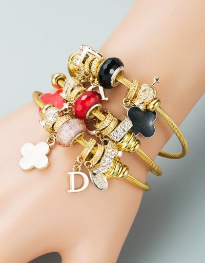 Modern Flower Rhinestone Letter D Bracelet #794731 $11.00 USD, Wholesale Fashion Bracelet