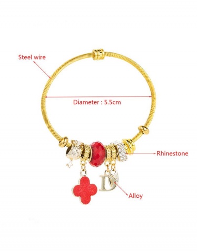 Replica Modern Flower Rhinestone Letter D Bracelet #794731 $11.00 USD for Wholesale