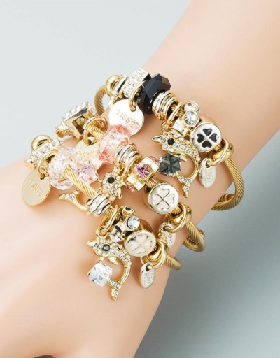 Dressy Heart Geometry Rhinestone Bracelet Ladies #794732 $11.29 USD, Wholesale Fashion Bracelet