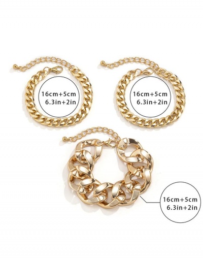 Replica Punk Solid Thick Chain Hollow Out Three-Piece Bracelets #794734 $7.21 USD for Wholesale