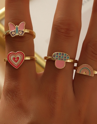 Cute Heart Mushroom Butterfly Ring Set #794735 $8.74 USD, Wholesale Fashion Ring