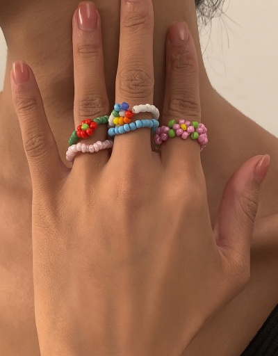 Simple Colored Daisy Five Piece Ring Set #794741 $6.21 USD, Wholesale Fashion Ring