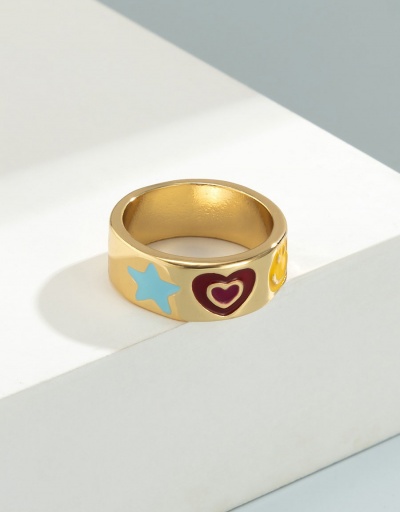 Replica Cute Smile Heart Contrast Color Simple Ring #794743 $5.38 USD for Wholesale