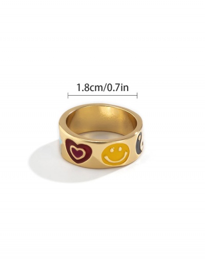 Replica Cute Smile Heart Contrast Color Simple Ring #794743 $5.38 USD for Wholesale