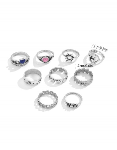 Replica Punk Element Hollow Out Geometry Rings Set #794745 $7.21 USD for Wholesale