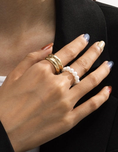 Replica Pretty Faux-Pearl 2 Piece Simple Ring Set #794750 $5.18 USD for Wholesale