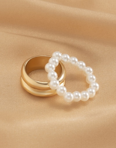 Replica Pretty Faux-Pearl 2 Piece Simple Ring Set #794750 $5.18 USD for Wholesale