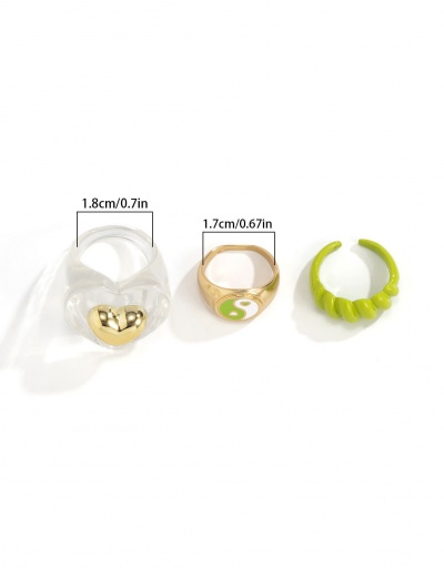 Replica Street Contrast Color Heart Twist Three Piece Ring Set #794752 $5.72 USD for Wholesale