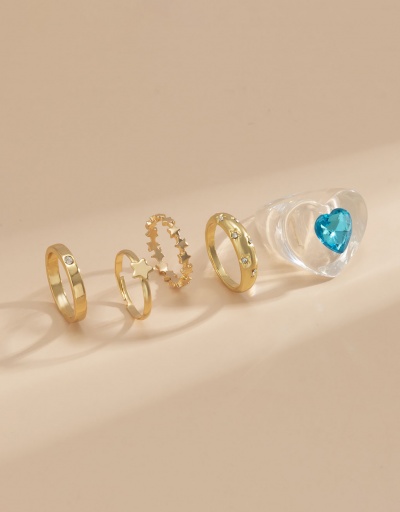 Replica Individual Heart Rhinestone Star Golden Ring Set #794754 $6.44 USD for Wholesale