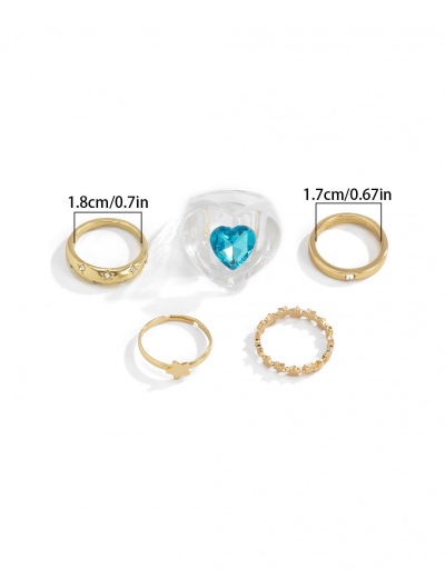 Replica Individual Heart Rhinestone Star Golden Ring Set #794754 $6.44 USD for Wholesale