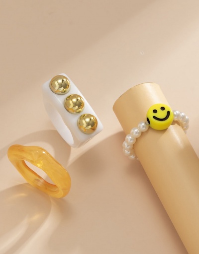 Replica Characteristic Smile Geometry Faux-Pearl Ring Set #794755 $6.44 USD for Wholesale