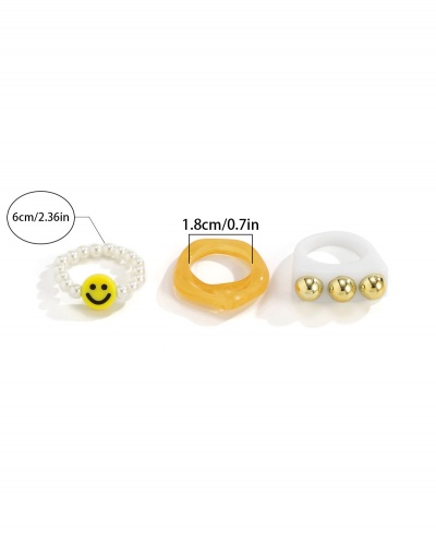 Replica Characteristic Smile Geometry Faux-Pearl Ring Set #794755 $6.44 USD for Wholesale