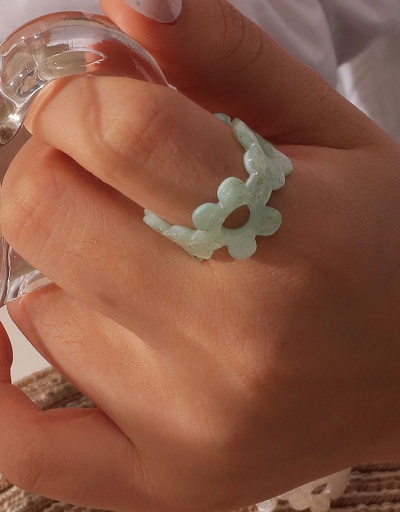 Replica Lovely Acrylic Flower Hollow Out Ring For Women #794756 $6.10 USD for Wholesale