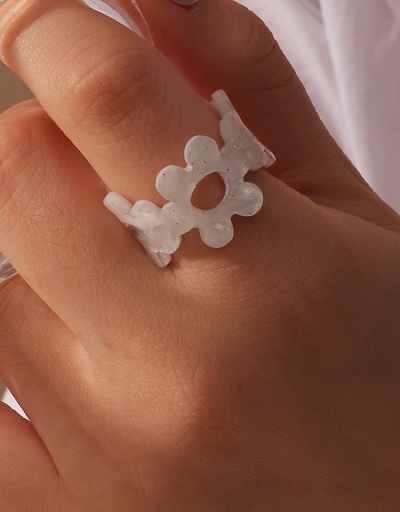 Replica Lovely Acrylic Flower Hollow Out Ring For Women #794756 $6.10 USD for Wholesale