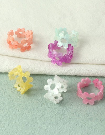 Replica Lovely Acrylic Flower Hollow Out Ring For Women #794756 $6.10 USD for Wholesale