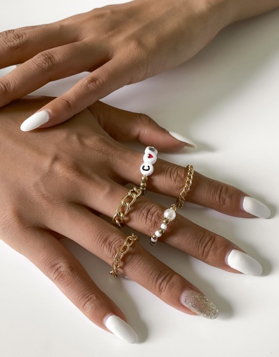 Replica Creative Chain Round Letter Hollow Out Multiple Ring Set #794758 $4.95 USD for Wholesale