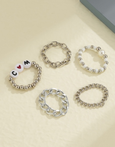 Replica Creative Chain Round Letter Hollow Out Multiple Ring Set #794758 $4.95 USD for Wholesale