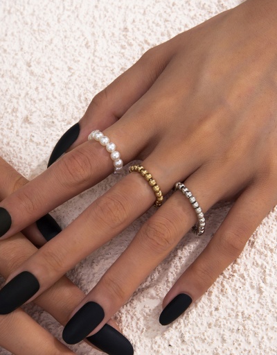 Replica Simple Solid Beaded Punk 3 Piece Ring Set #794762 $4.80 USD for Wholesale