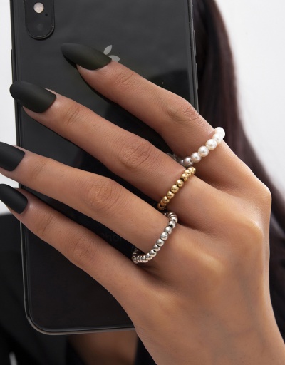 Replica Simple Solid Beaded Punk 3 Piece Ring Set #794762 $4.80 USD for Wholesale